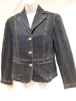 De colección Ann Taylor Loft Denim Vaquero Elástico Blazer Chaqueta Talla 4 Desteñido Envejecido NUEVO Foto 1 de 4