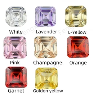 Square Asscher Cut 5A Loose Cubic Zirconia Stone Synthetic Gems for Jewelry - Picture 1 of 25