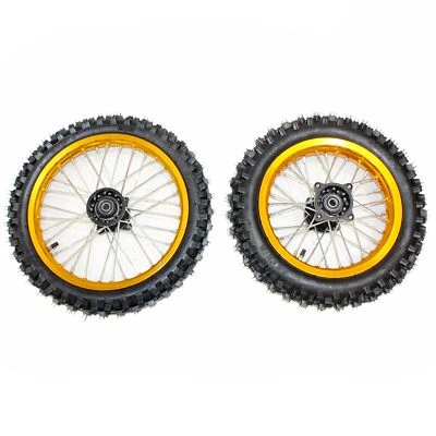 GOLD 15mm 14 Inch Front + 12 Inch Rear Wheel Rim Tyre Tire PIT PRO Dirt Bike - Bild 1 von 4