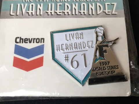 Livan Hernandez #61 Florida Marlins 1997 MVP World Series Jacket Hat Pin NOS Cover