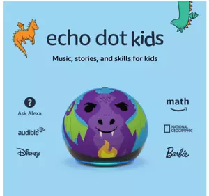 Amazon Echo Dot Kids Alexa (newest model) includes 1 Year of Amazon Kids+ Dragon - Picture 1 of 5