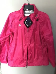 Izas Bidasoa Women Windproof Waterproof Retractable Hood Pink Jacket Sz L NWTE2 - Picture 1 of 8