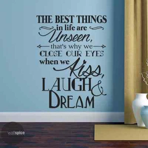 The Best Things In Life Are Unseen Close Our Eyes When We Kiss Vinyl Wall Decal - Bild 1 von 4