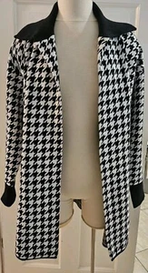 ANNE KLEIN, CARDIGAN, BLACK, AND WHITE HOUNDSTOOTH, SIZE M NWTS - Picture 1 of 10