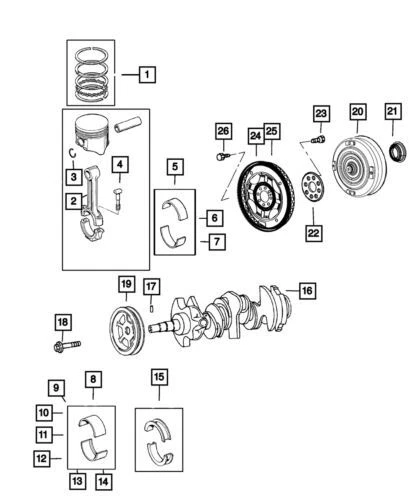 Paquete de rodamientos de varilla de conexión genuino Mopar 2001-2007 Dodge Stratus 4796547AC Foto 1 de 1