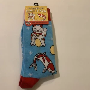 Asian Heritage Collection A GAME OF CAT & KOI Unisex Crew Socks Adult One Size - Picture 1 of 2