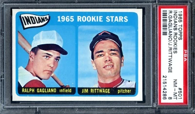 1965 Topps #501 Cleveland Indians Rookies PSA 8 4286 - Image 1 of 2