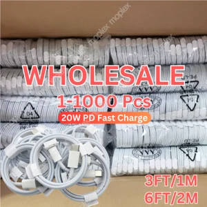 Bulk Lot 20W USB C Fast Charger Cable PD Cord For Apple iPhone 14/13/12/11ProMax - Picture 1 of 14