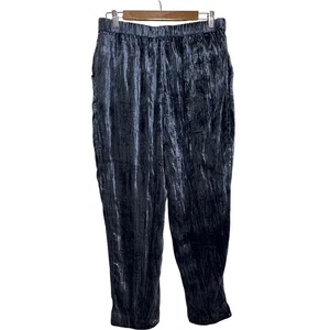 Ett:twa Anthropologie Blue cropped Crushed Velvet Pants Medium Whimsygoth Witchy - Picture 1 of 12