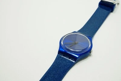 SWATCH Wrist Watch GS144 INTENSE BLUE GENT Blue Glittery Band & NEW BATTERY - Image 1 of 4