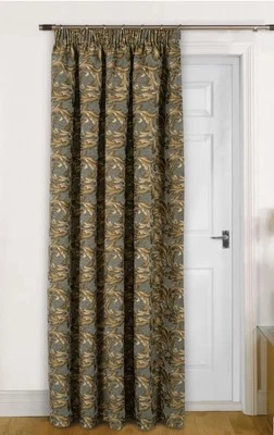65”x84”-165x213 Cm Grey Tapestry Chenille Single Pencil Pleat Lined Door Curtain - Image 1 of 2