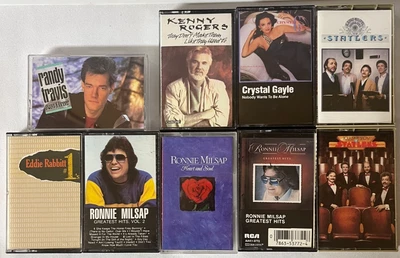 COUNTRY MUSIC CASSETTE TAPE LOT 9, Statler Brothers, Eddie Rabbit, Ronnie Milsap - Image 1 of 2
