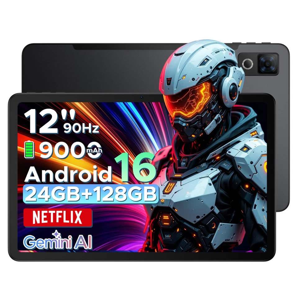 DOOGEE U12 Android 16 Tablet 12 Zoll 9000mAh 24GB+128GB Octa Core 2025 Gemini AI - Bild 1 von 4