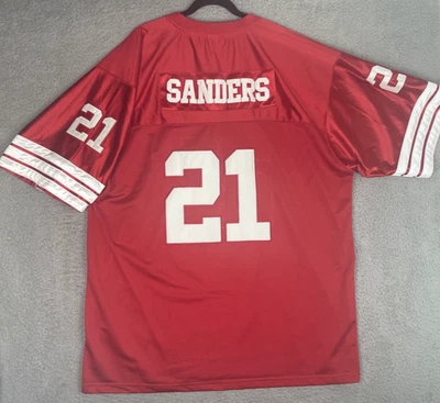 复古 Mitchell & Ness 缝合球衣 1994 Deion Sanders #21 49ers 男式 58 3XL 红色 — 第 1/4 张图片