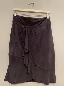 Falda envolvente de gamuza BA&SH talla 2 UK10 carbono junio susette cuero de cabra hasta la rodilla - Imagen 1 de 15