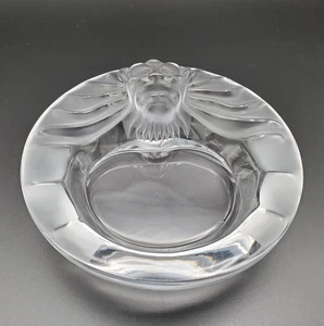 Lalique France Tête de Lion Crystal Ashtray Trinket Dish 1970s Signed Vintage - Picture 1 of 9
