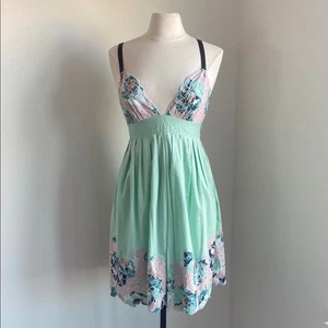 CATHERINE MALANDRINO Dress Womens Sz 6 Mint Green Floral Lace Coquette Fairy - Picture 1 of 6