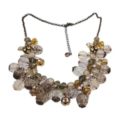 Collar de cristal loft ámbar racimo colgante cuentas dijes llamativo alta costura 24 pulgadas Foto 1 de 4