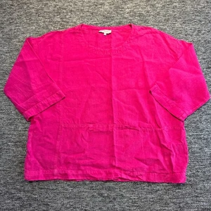 Sahara Linen Tunic Top Womens Medium Size Large Pink Asymmetric Lagenlook - Picture 1 of 11