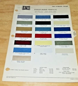 1968 PLYMOUTH VALIANT BARRACUDA BELVEDERE FURY GTX SATELLITE PAINT CHIPS RM - Foto 1 di 7