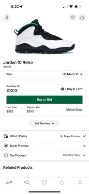 Talla 10 - Air Jordan 10 Retro 2019 Seattle Foto 1 de 4