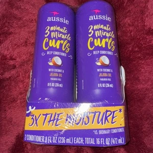 2 Pack Aussie 3 Minute Miracle Curls Deep Conditioner Coconut Jojoba 8 Oz Each - Picture 1 of 7