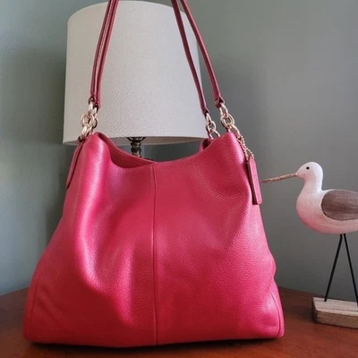 Coach F35723 Phoebe Shoulder Bag Red Pebbled Leather Classic Tote Purse - Image 1 of 4