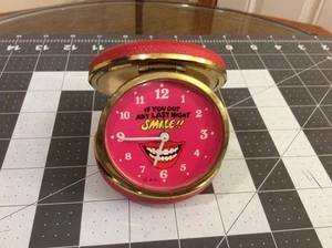 Vtg 1963 American Greetings Travel Alarm Clock "If you got any last night SMILE" - Picture 1 of 6