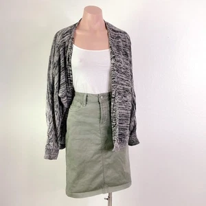 Maglione cardigan Eileen Fisher aperto davanti marmorizzato lino biologico grigio nero grande - Foto 1 di 10