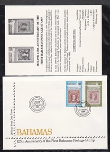BAHAMAS 1984 FIRST DAY COVER 125th ANNIV 1st BAHAMAS STAMP + CARD + CACHET - Picture 1 of 1