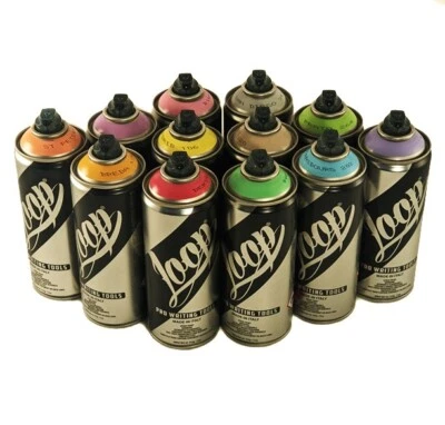 Loop 400 ml Premium Mural Spray Pintura Artista Pastel Kit para Arte en Aerosol Set de 12 Foto 1 de 4