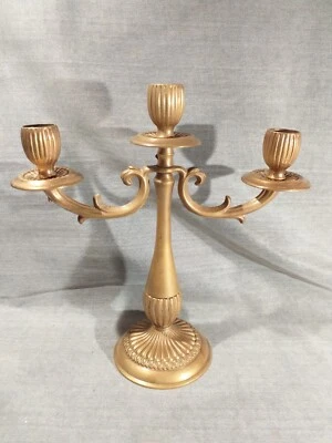 Bougeoir Candélabre 3 branches ancien bronze?  - Photo 1/4