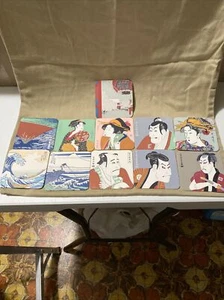 Japanese Fine Art Set Of 11 Coasters UKIYOE In Original Box Unused 1970s - Picture 1 of 5