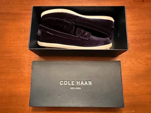 EX COLE HAAN navy blue VELVET DECK BOAT SHOES WOMENS slip on FLATS US 9 9B - Picture 1 of 5