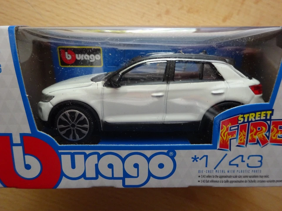 BBURAGO VW T-Roc weiss 2021 Modelauto ca.11cm *NEU* Freilauf 1:43