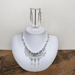 Linea Raffaelli Designer necklace & earrings set in pearl and clear stones. - Picture 1 of 3