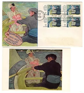 #1322 Mary Cassatt artista 1966 FDC Ralph Dyer pintado a mano - Imagen 1 de 2