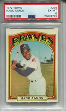 1972 Topps #299 Hank Aaron PSA 6 EX-MT Atlanta Braves