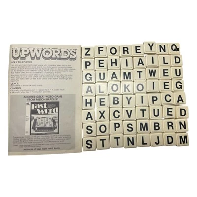 Vtg 1983 UPWORDS Board Game Plastic Letter Tiles Complete Set of 64 Instructions - Image 1 of 4