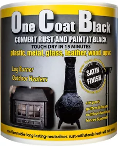 One Coat Black Rust Converter, satin finish, indoor outdoor wood metal glass - Picture 1 of 7