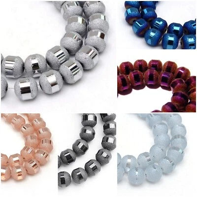 Galvanisierte 6mm Glasperlen Matt mit Silber Plattiert 1 Strang 100stk Wahlen - Bild 1 von 2