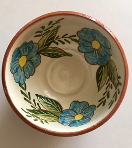 Pottery Bowl Traditional Portuguese Small Dish HandPainted With Floral Interior - Picture 1 of 5