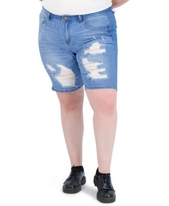 NWT GOGO JEANS DISTRESSED DESTROYED HIGH RISE BERMUDA SHORTS SIZE 18 ... WOW! - Picture 1 of 6