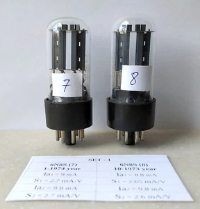 2x 6N8S = 6SN7, 1578, ECC32 Double Triode Tube MATCHED PAIR Year 1972 Soviet NEW - Afbeelding 1 van 9