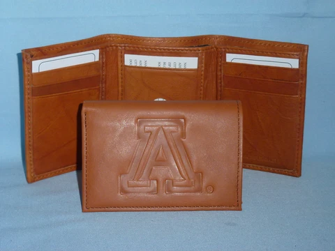 ARIZONA WILDCATS   Leather TriFold Wallet    NEW    brown 3  m1 Cover