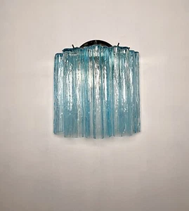 Fantastic pair of Murano Glass Tube wall sconces - 5 blue glass tube - Picture 1 of 18