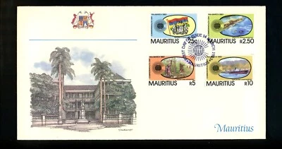 Postal History FDC #558-561 Mauritius Commonwealth Day flag 1983 - Image 1 of 2