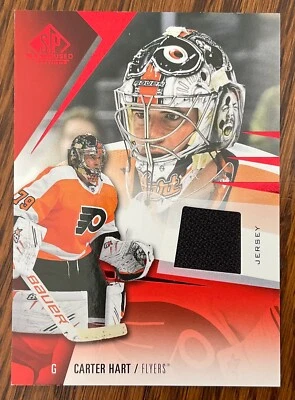 2023-24 CARTER HART UD SP GAME USED JERSEY INSERT CARD #22 PHILADELPHIA FLYERS - Image 1 of 2