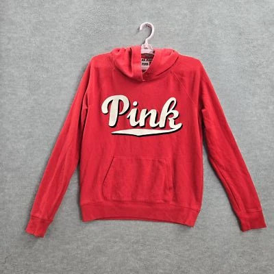 ROSA Victoria's Secret Mujer Sudadera con Capucha M Rojo Acrílico Algodón Logo Escritura LEER Foto 1 de 4