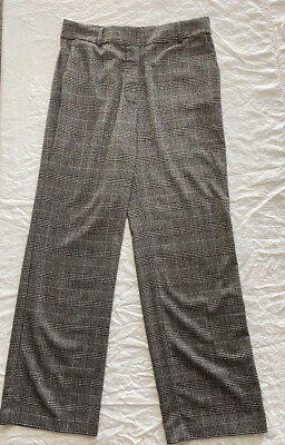 Брюки Joie 10 прямые широкие штанины клетчатые черные кремовые 10 средняя посадка шерстяная смесь - Изображение 1 из 4